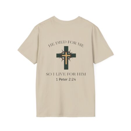 Faith-Inspired Unisex Softstyle T-Shirt | He Died For Me Design | Christian Apparel
