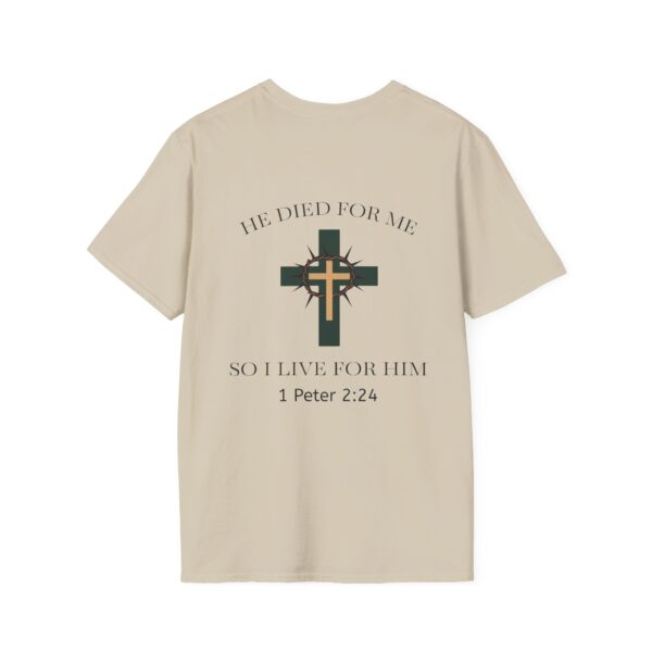 Faith-Inspired Unisex Softstyle T-Shirt | He Died For Me Design | Christian Apparel